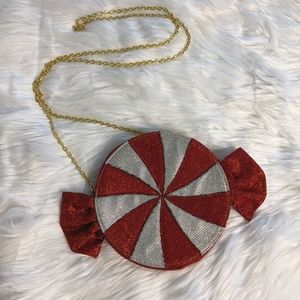 Candy Pinwheel Red/Silver Purse Gold Chain